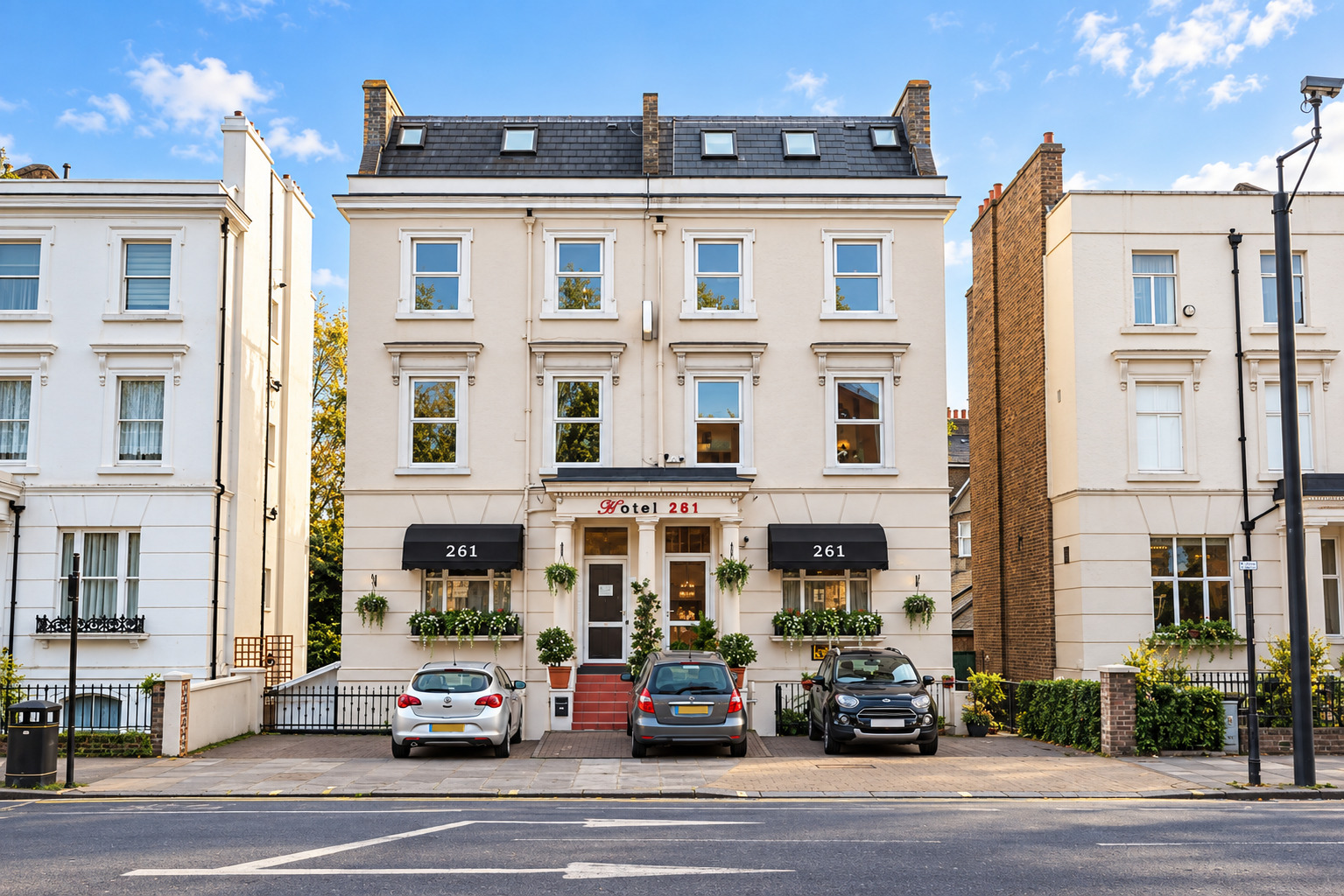 Full exterior of Hotel 261 on Uxbridge Road, Shepherd's Bush, London